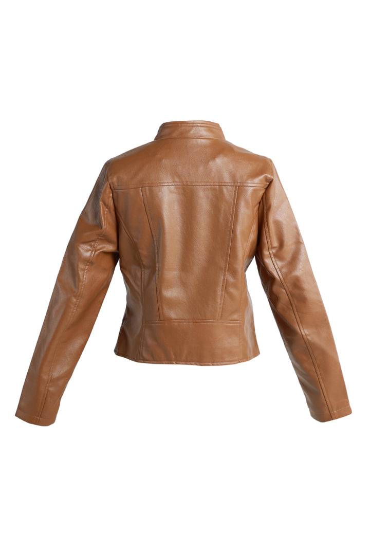 faux leather biker jacket#color_camel