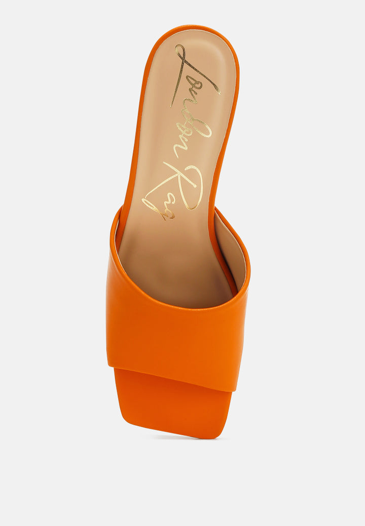 faux leather block heel sandals #color_orange