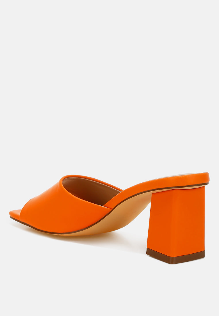 faux leather block heel sandals #color_orange