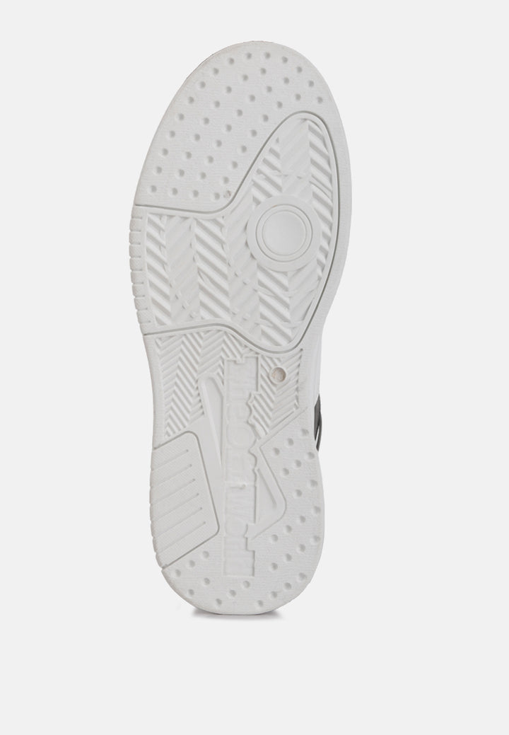 faux leather chunky sneakers#color_black-white
