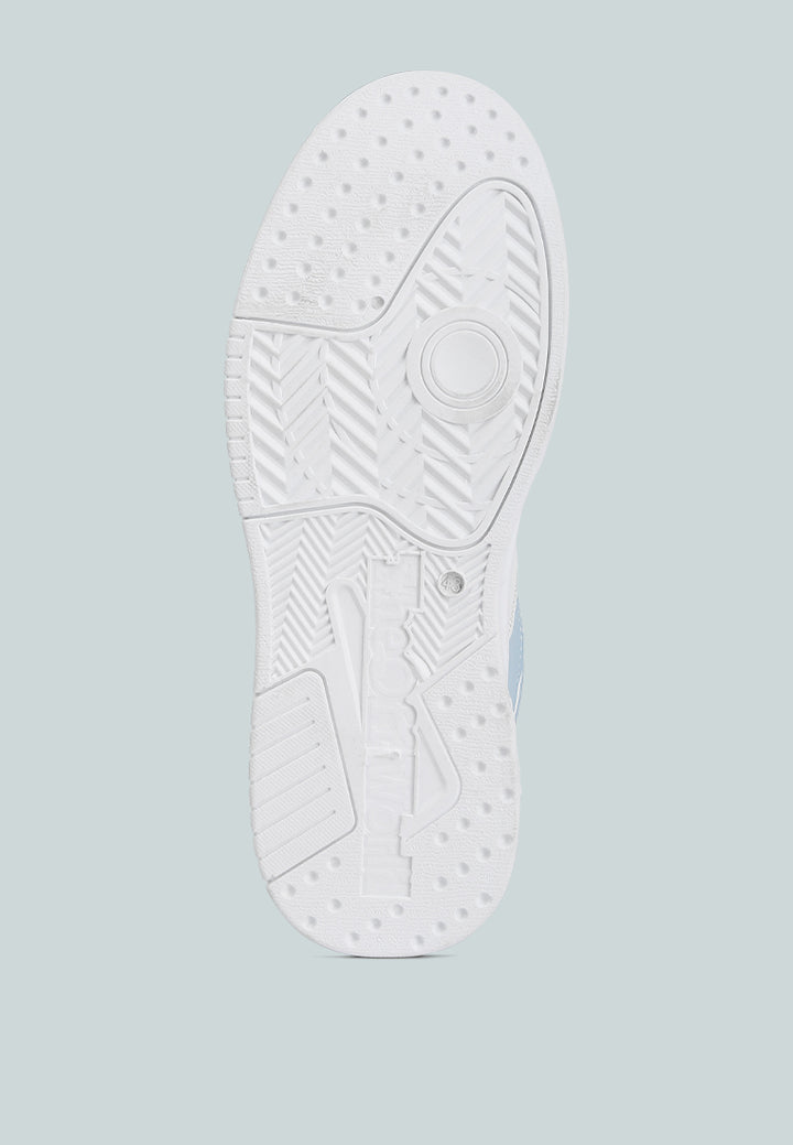 faux leather chunky sneakers#color_blue-white