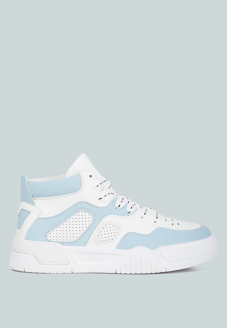 faux leather chunky sneakers#color_blue-white