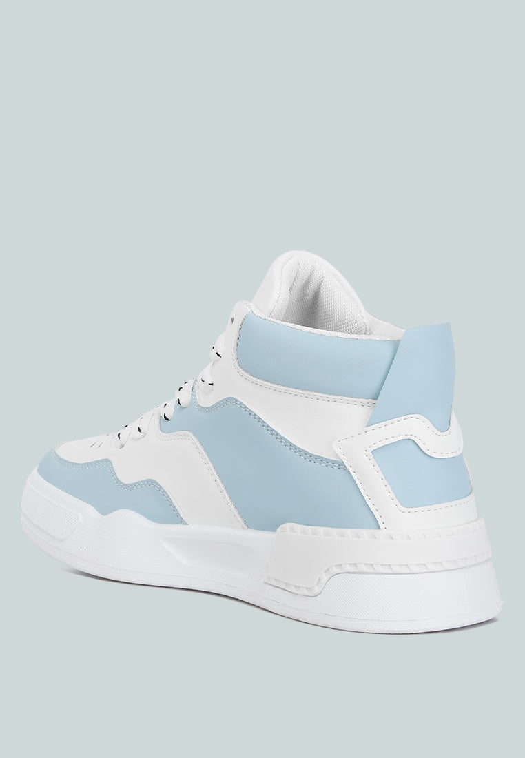 faux leather chunky sneakers#color_blue-white