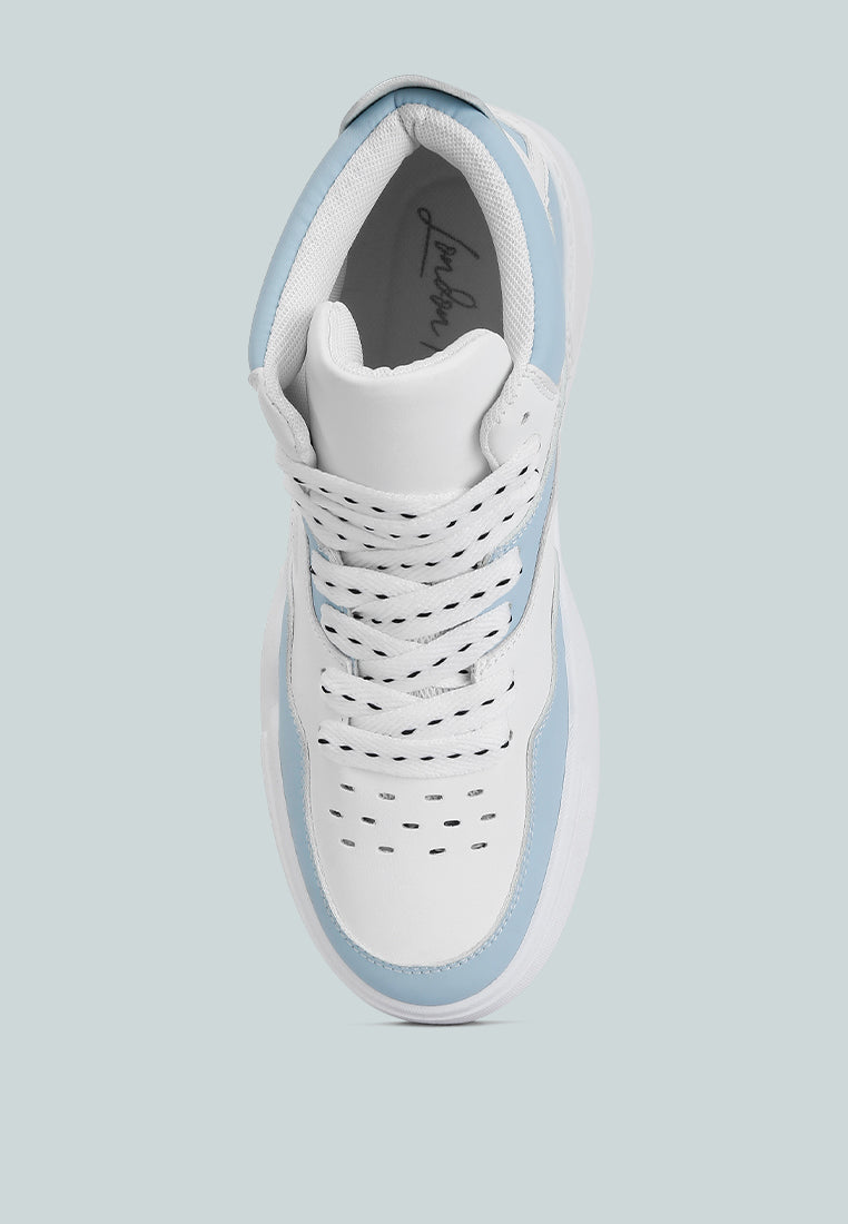 faux leather chunky sneakers#color_blue-white