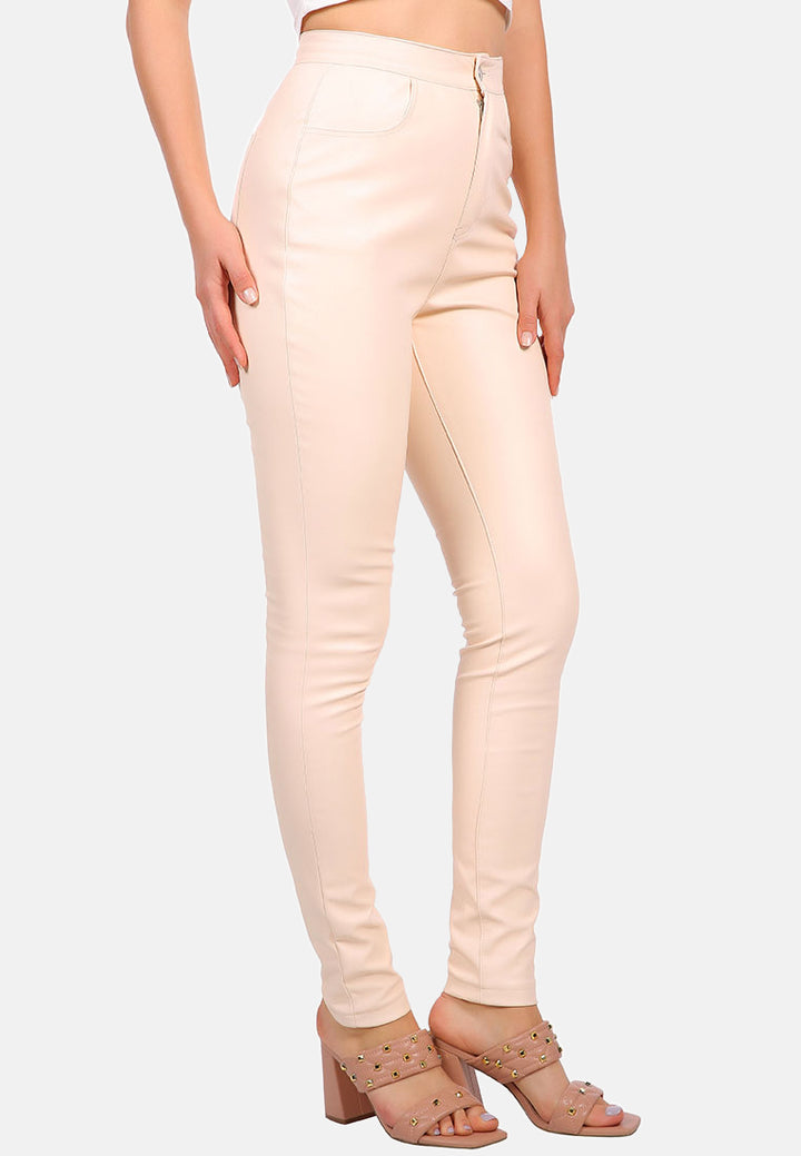 faux leather high waist skinny trousers#color_camel