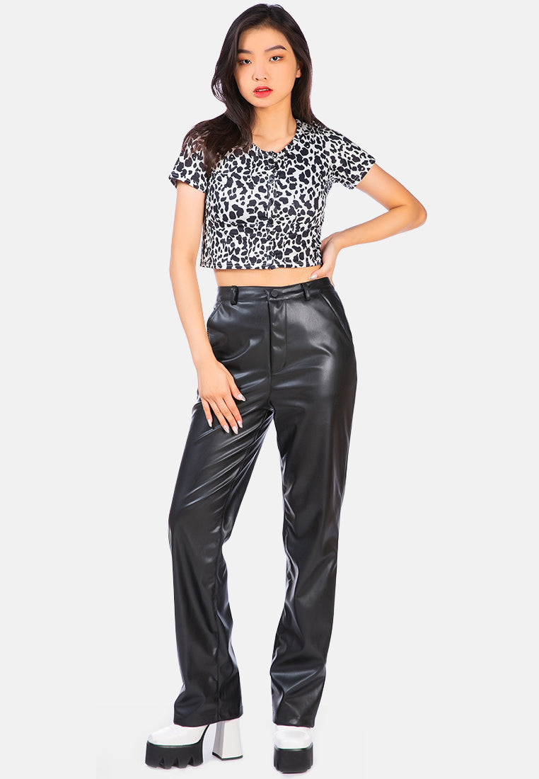 faux leather high waist straight trousers#color_black