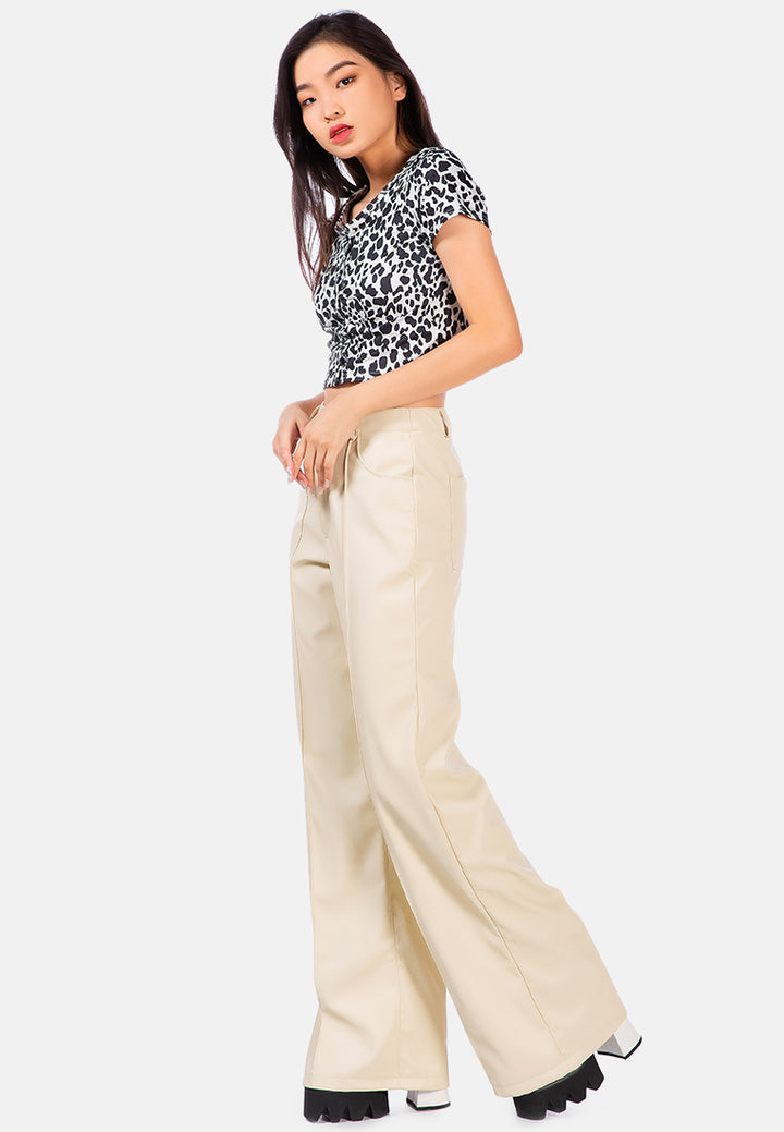 faux leather seam detail wide leg trousers#color_cream