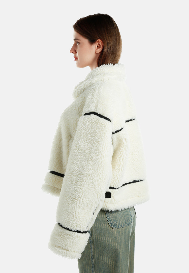 faux shearling aviator jacket by ruw#color_cream