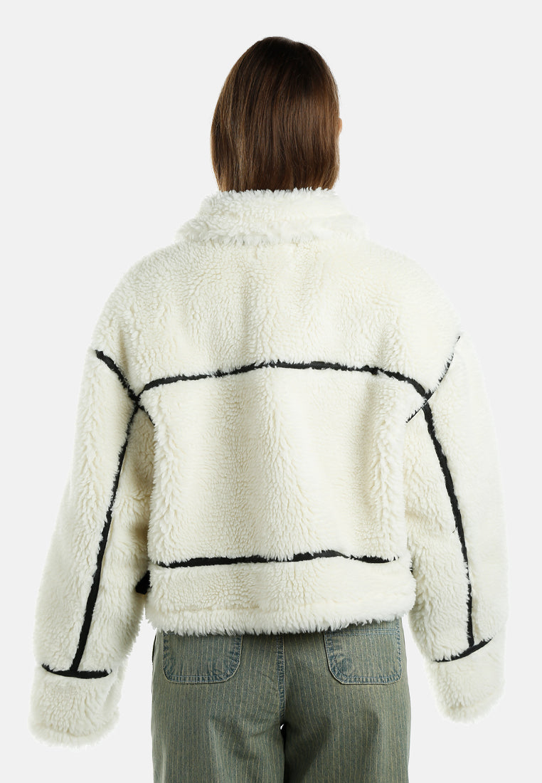 faux shearling aviator jacket by ruw#color_cream