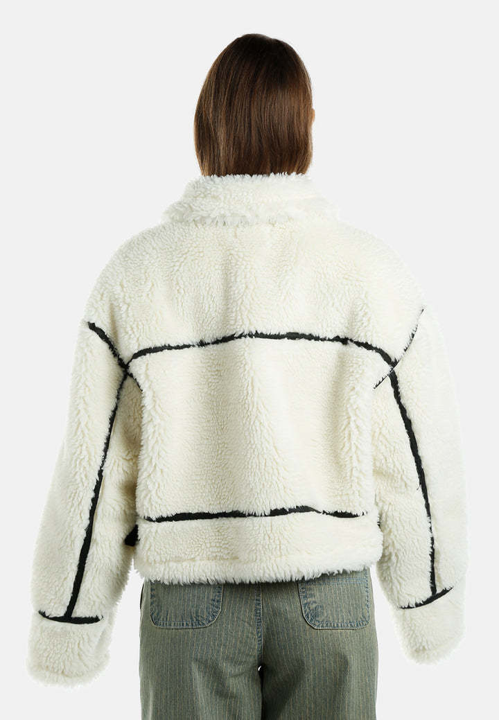 faux shearling aviator jacket by ruw#color_cream