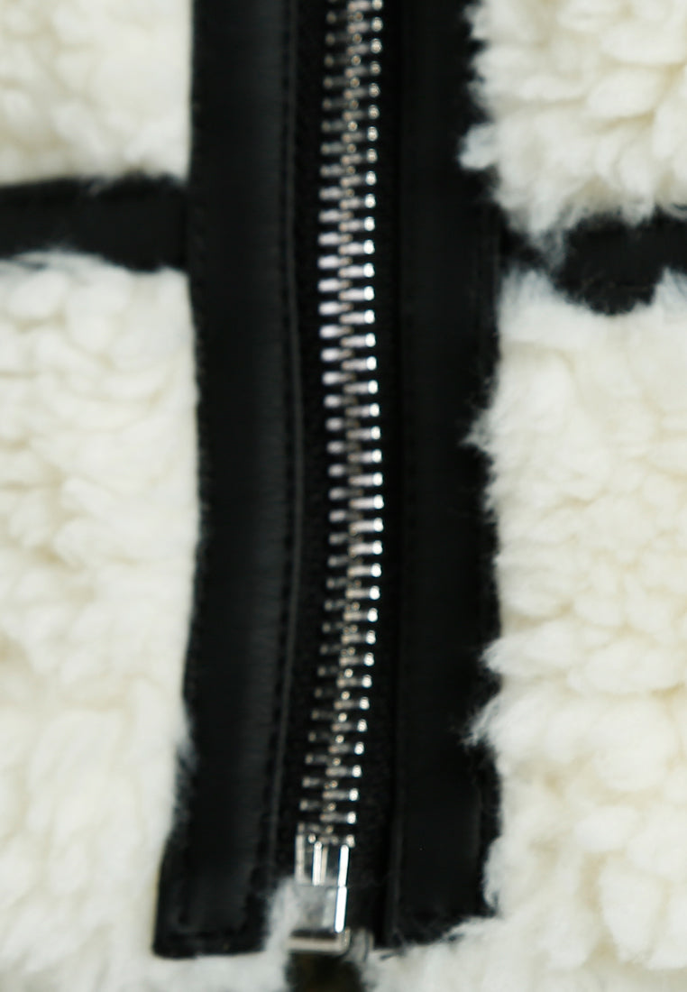 faux shearling aviator jacket by ruw#color_cream