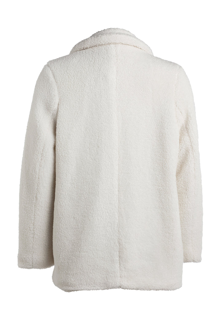 faux fur teddy oversized jacket in ecru by ruw#color_ecru