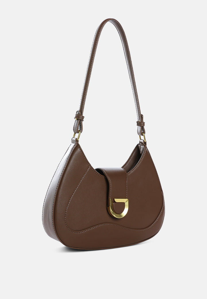 faux leather shoulder bag by ruw#color_brown