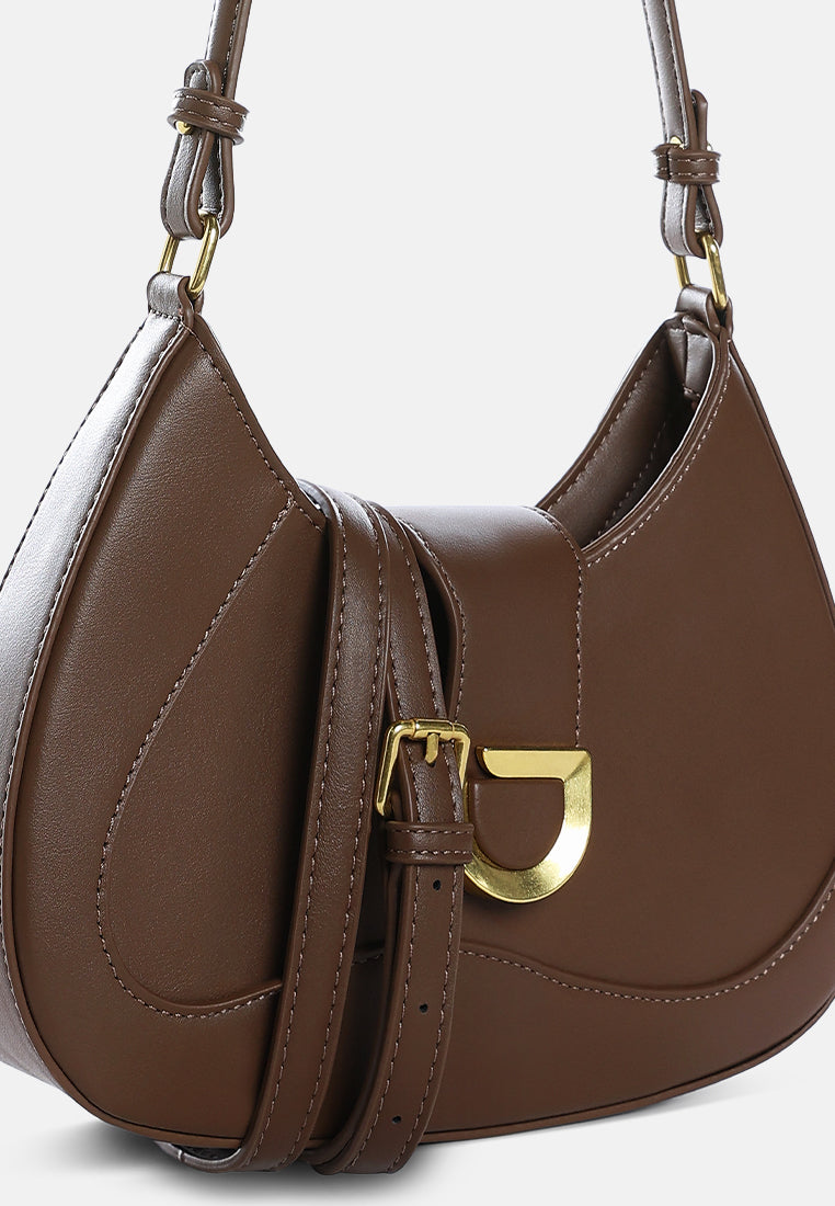 faux leather shoulder bag by ruw#color_brown