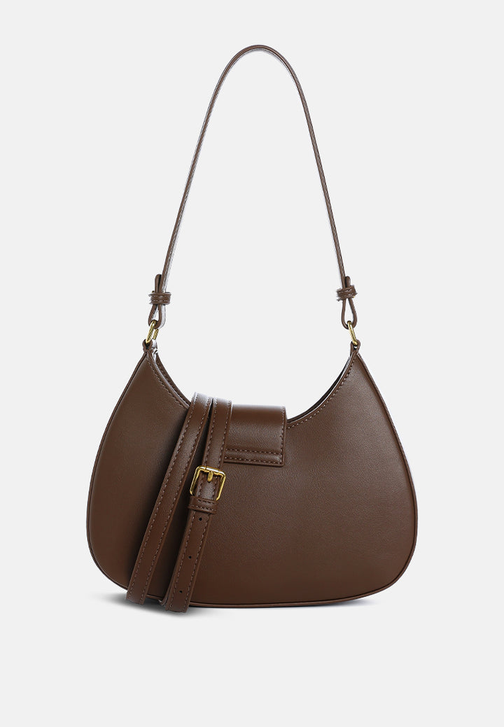 faux leather shoulder bag by ruw#color_brown