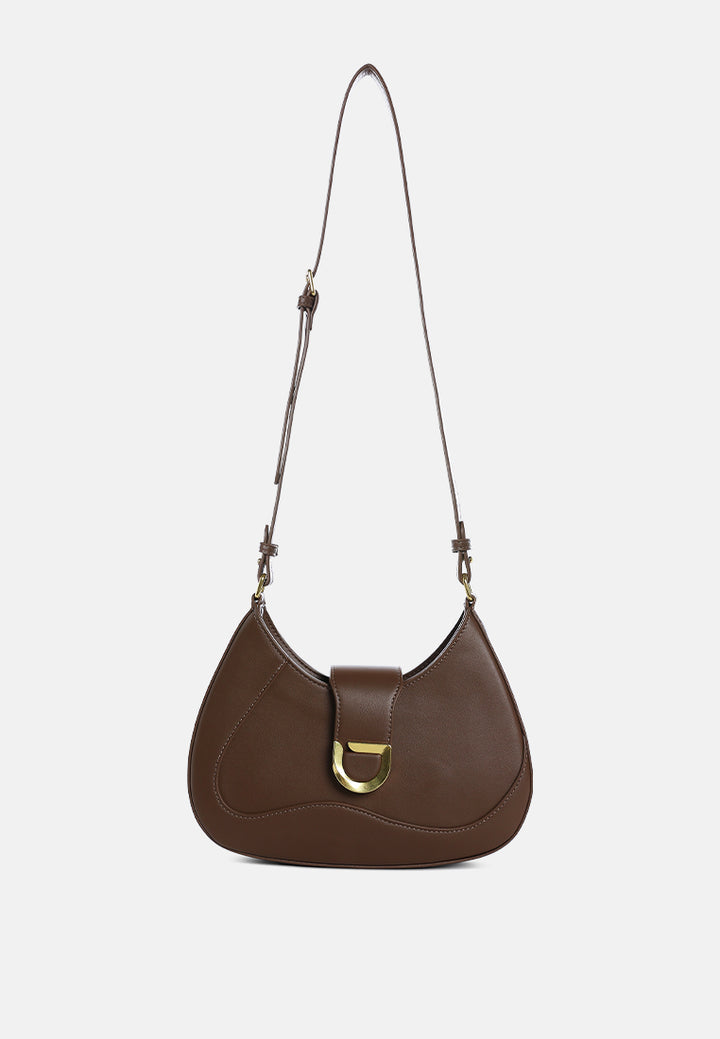 faux leather shoulder bag by ruw#color_brown
