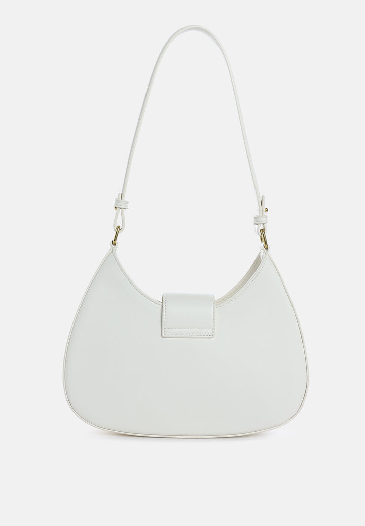 faux leather shoulder bag by ruw#color_cream