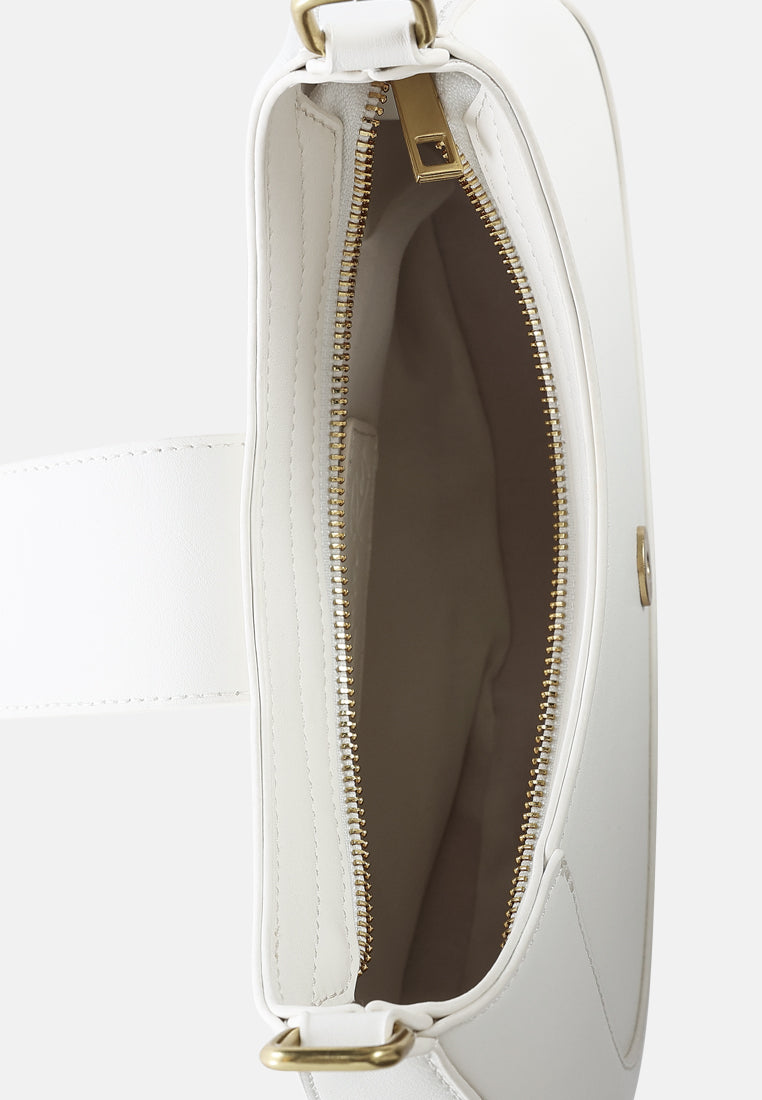faux leather shoulder bag by ruw#color_cream
