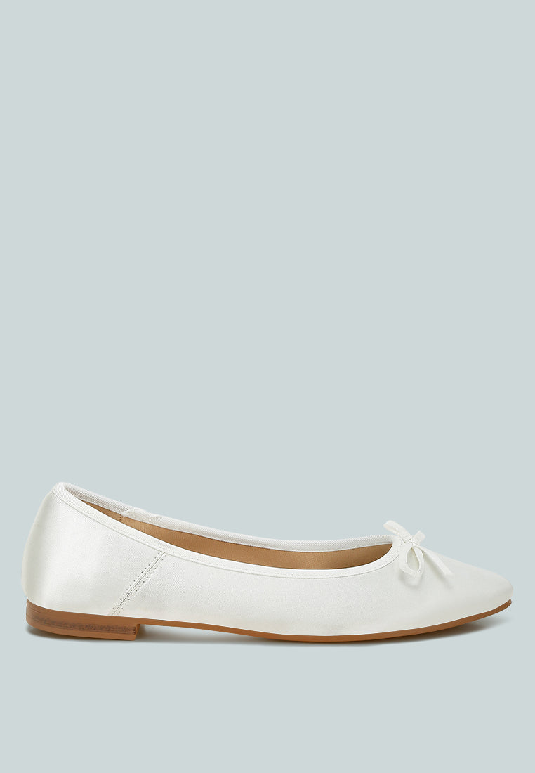 satin bow embellished ballerinas by ruw#color_white