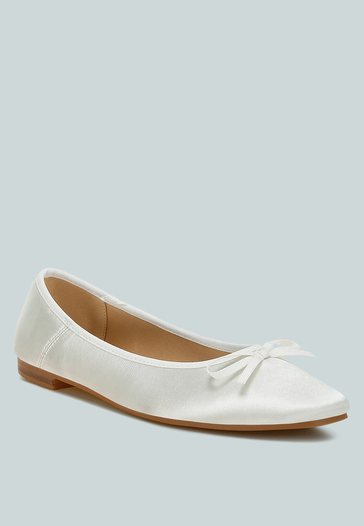 satin bow embellished ballerinas by ruw#color_white