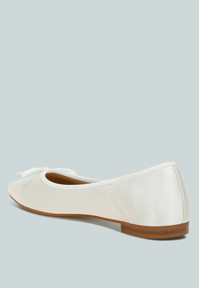 satin bow embellished ballerinas by ruw#color_white