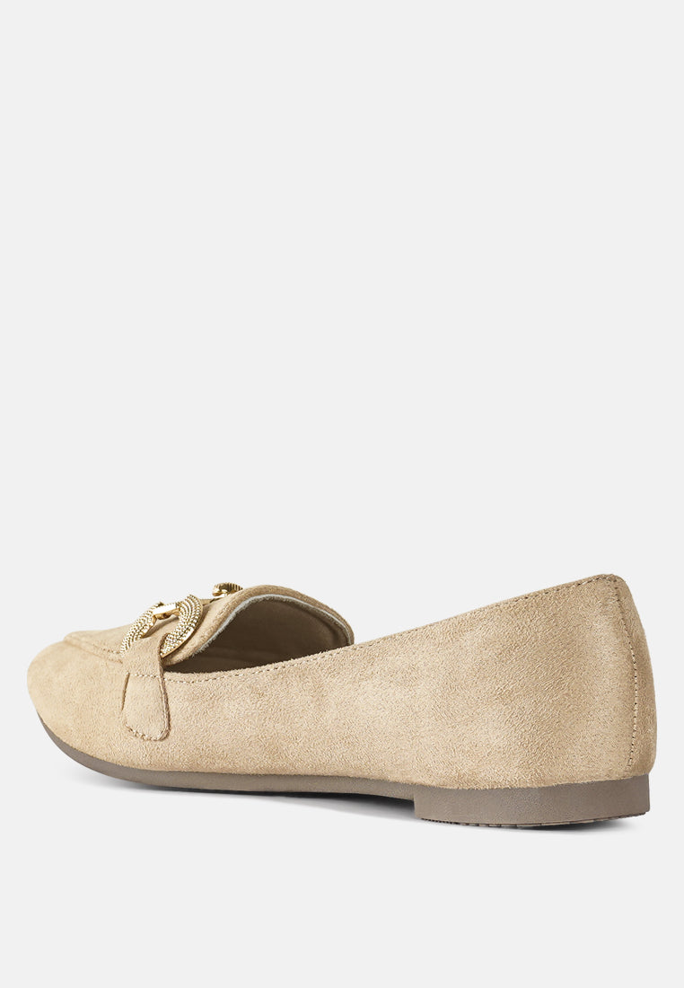 horsebit detail flexible loafers by ruw #color_beige