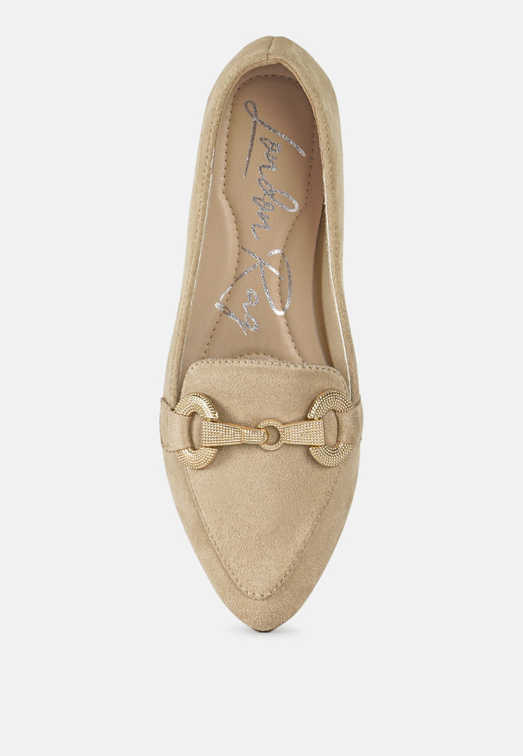 horsebit detail flexible loafers by ruw #color_beige