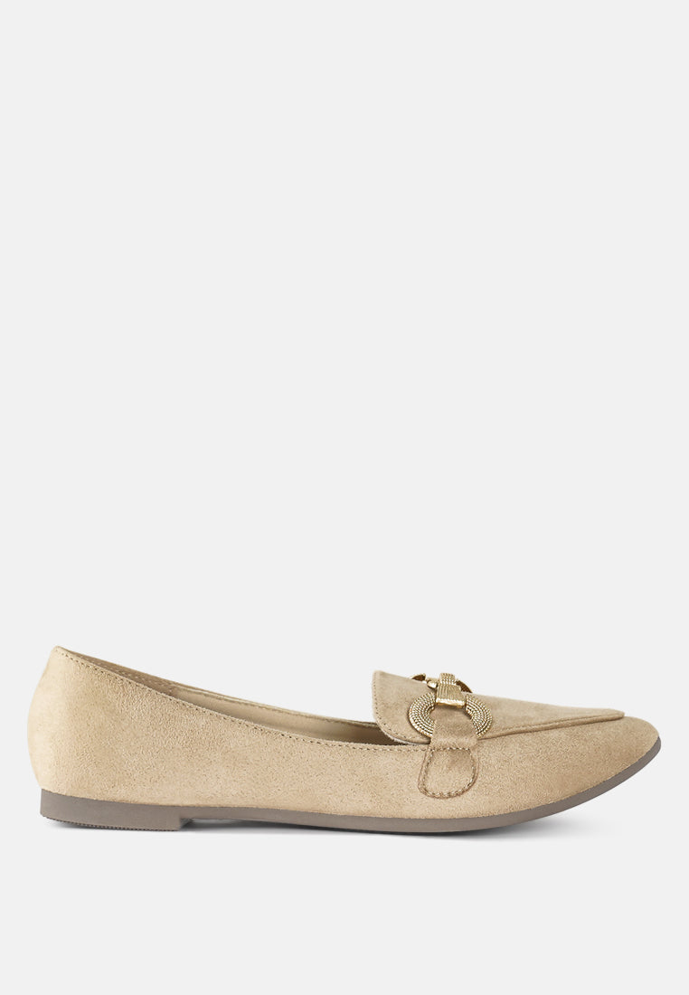 horsebit detail flexible loafers by ruw #color_beige