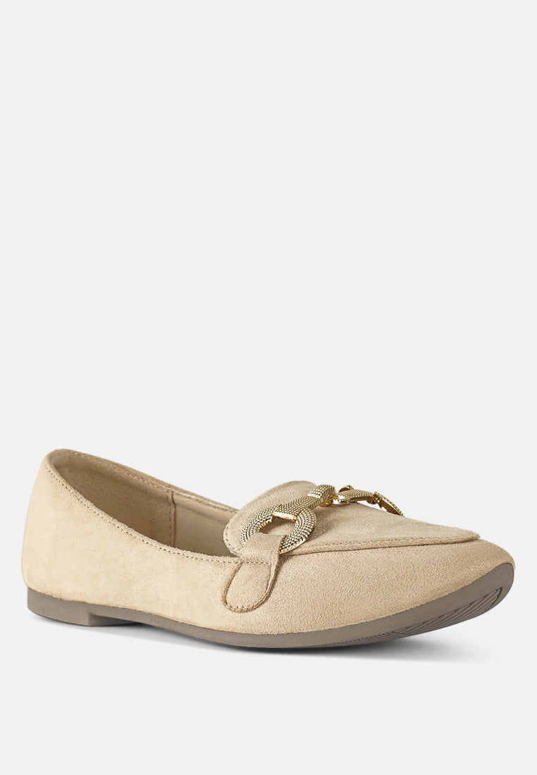 horsebit detail flexible loafers by ruw #color_beige