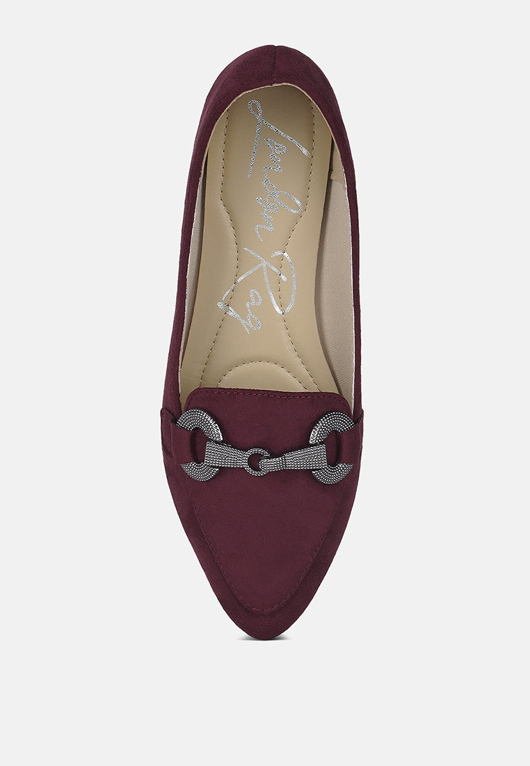 horsebit detail flexible loafers by ruw #color_burgundy