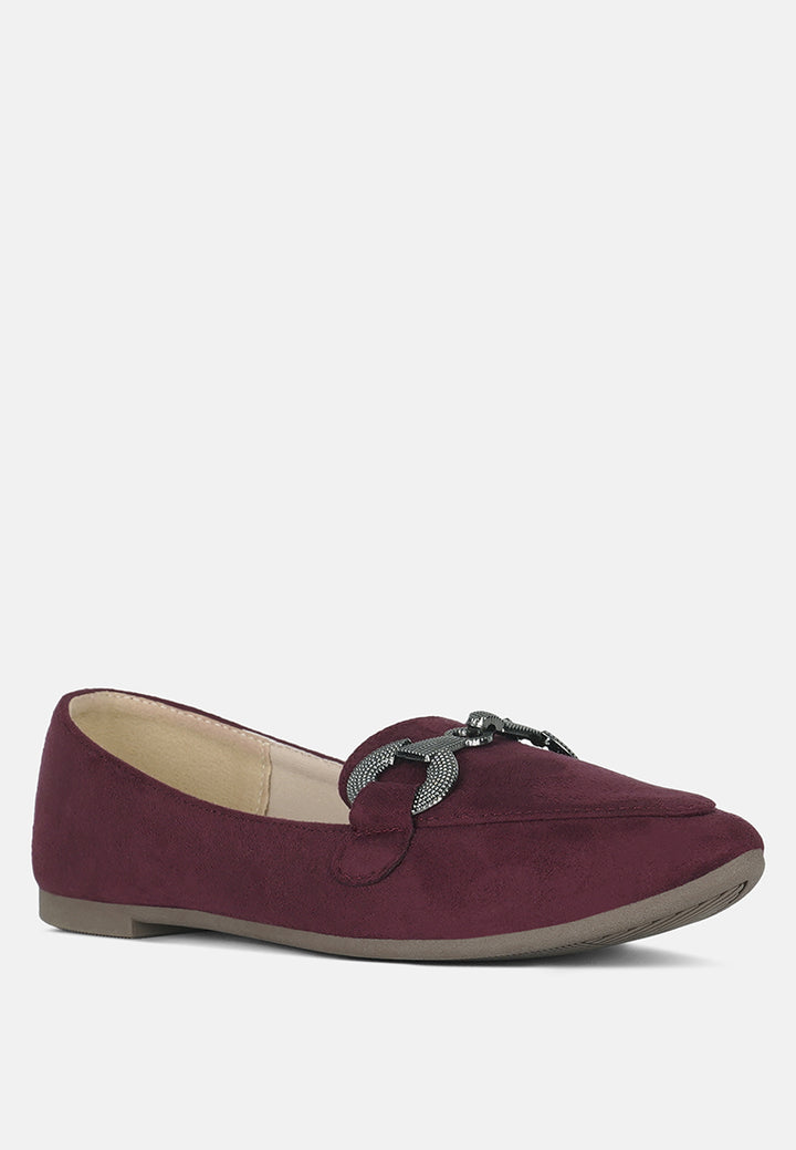 horsebit detail flexible loafers by ruw #color_burgundy