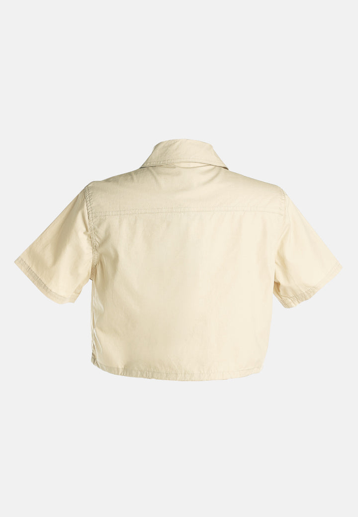 flap pocket poplin cargo jacket by ruw#color_lrish-cream
