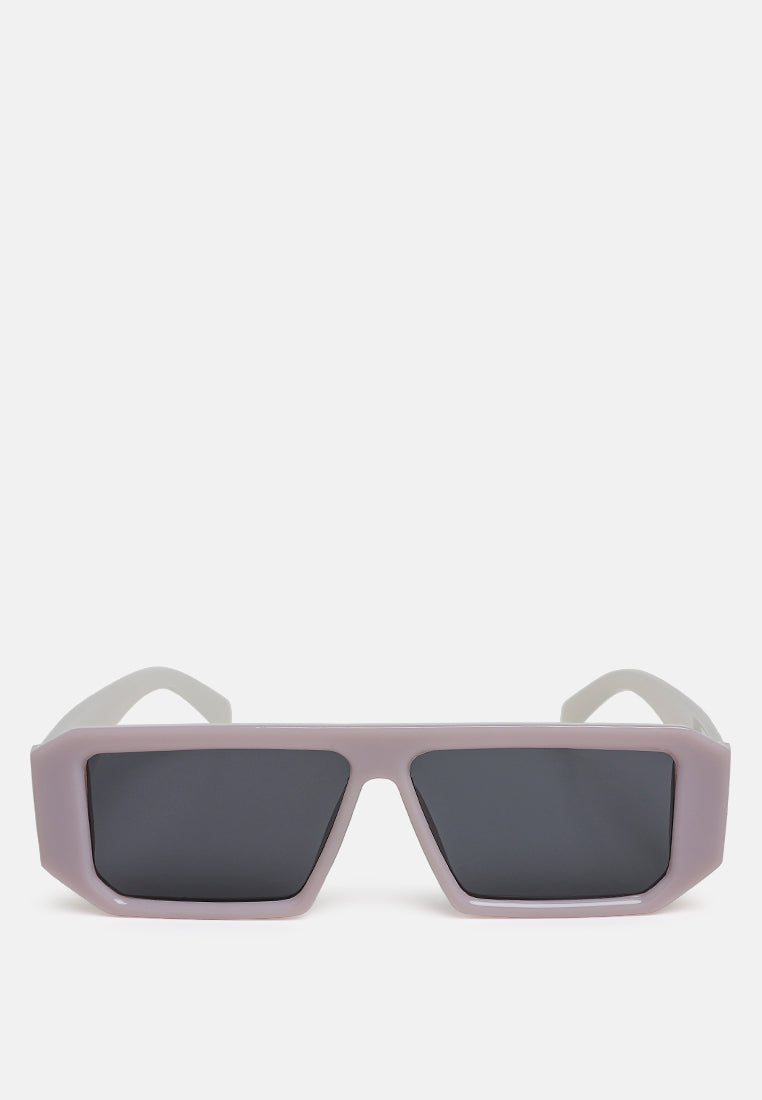 flat bridge rectangular sunglasses in by ruw#color_jelly-white