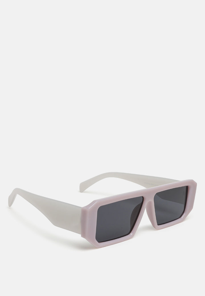 flat bridge rectangular sunglasses in by ruw#color_jelly-white