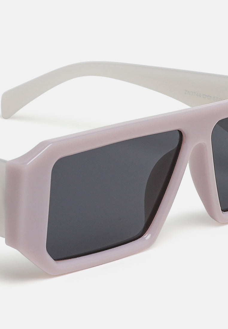 flat bridge rectangular sunglasses in by ruw#color_jelly-white