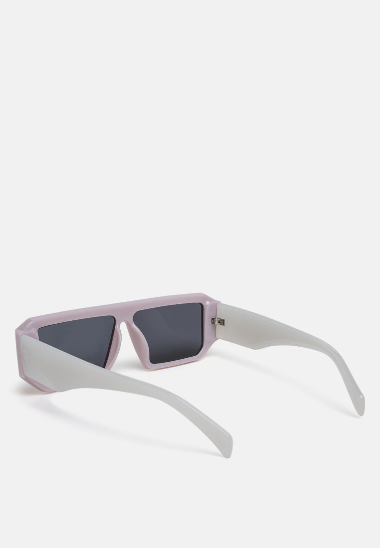 flat bridge rectangular sunglasses in by ruw#color_jelly-white