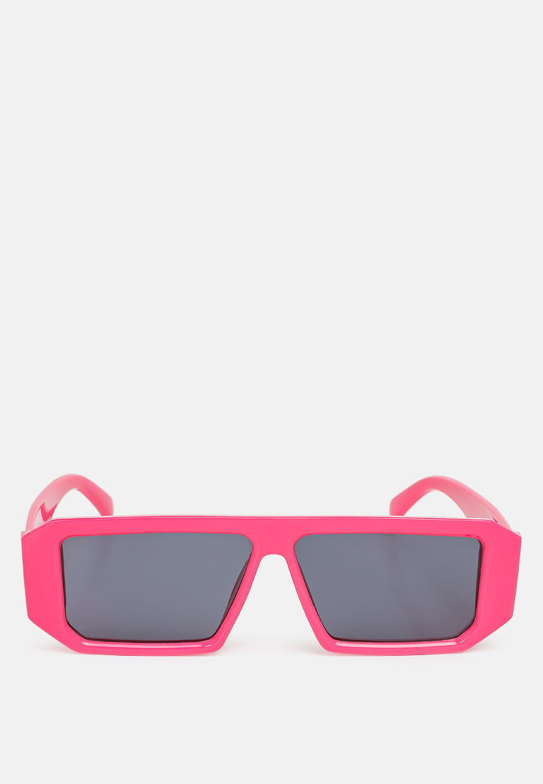 flat bridge rectangular sunglasses in by ruw#color_rose-red