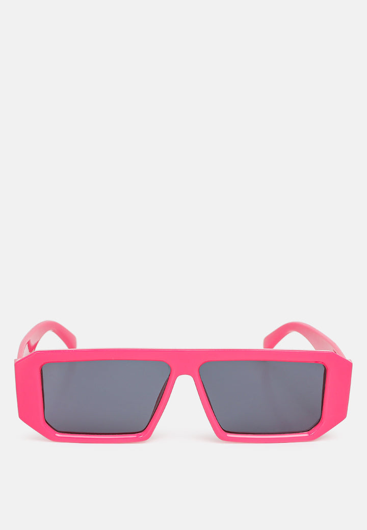 flat bridge rectangular sunglasses in by ruw#color_rose-red