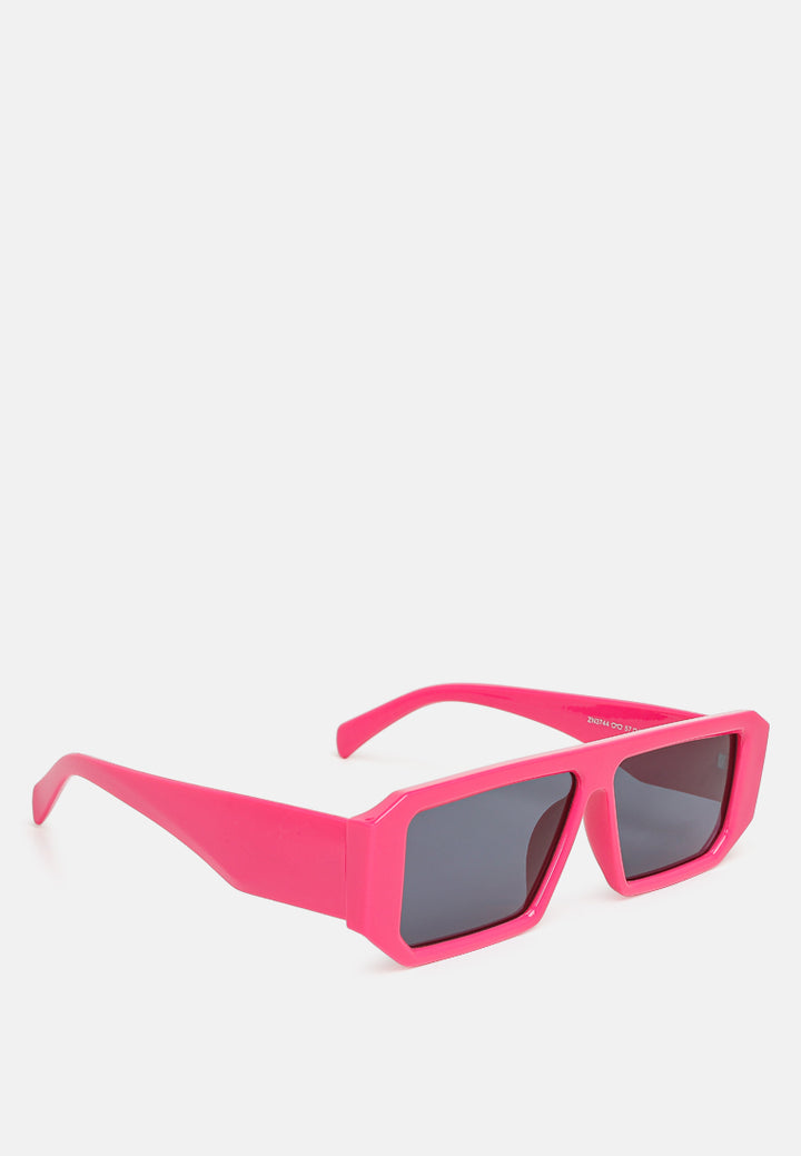 flat bridge rectangular sunglasses in by ruw#color_rose-red