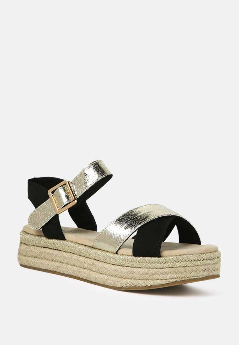 flatform espadrilles sandals#color_black-gold