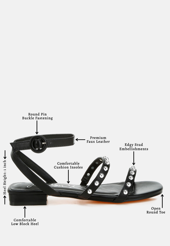 studded ankle strap flat sandals by ruw#color_black