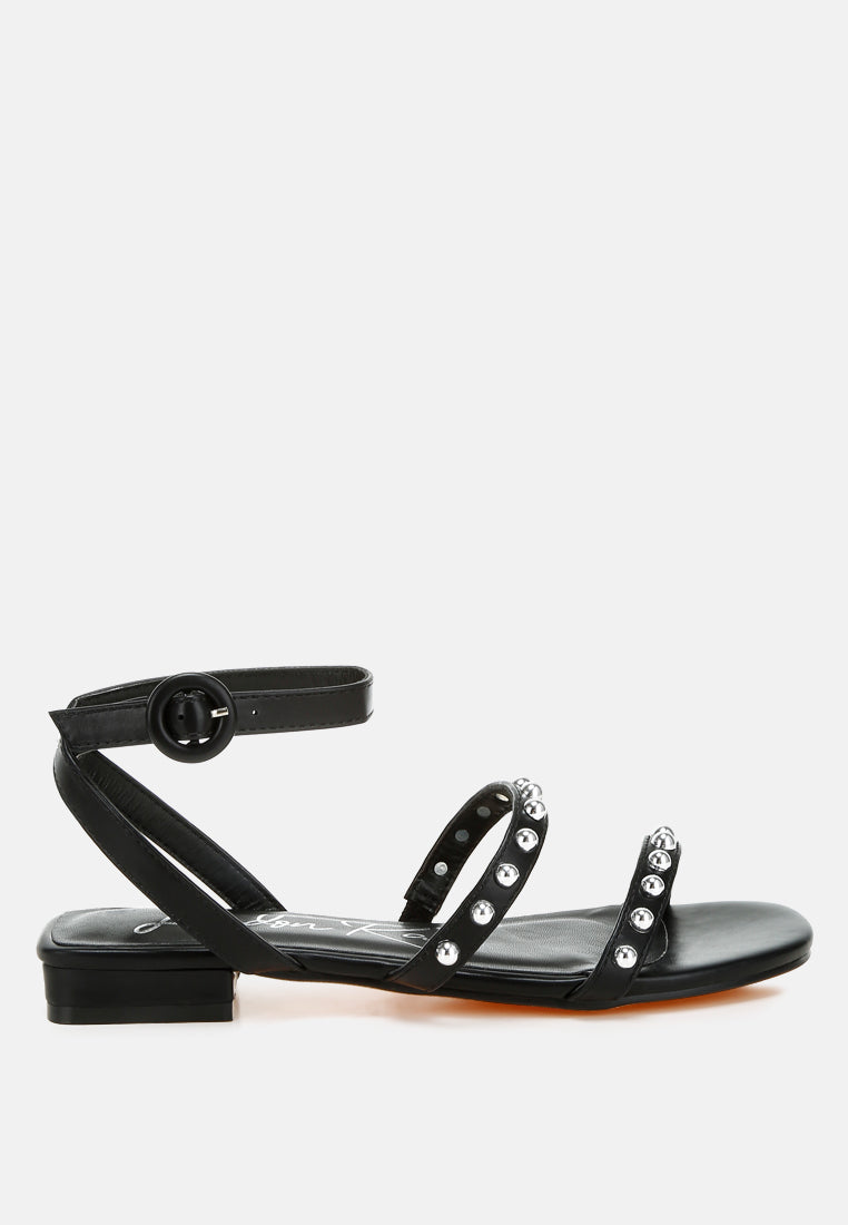 studded ankle strap flat sandals by ruw#color_black