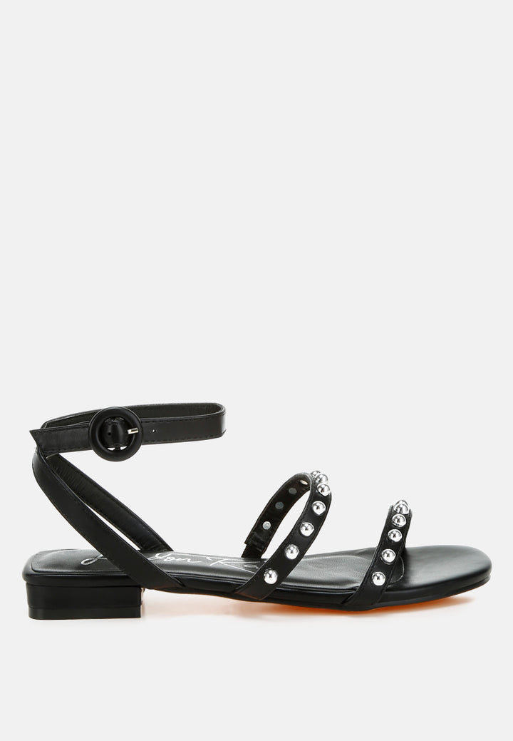 studded ankle strap flat sandals by ruw#color_black