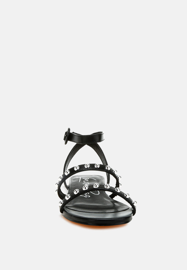 studded ankle strap flat sandals by ruw#color_black