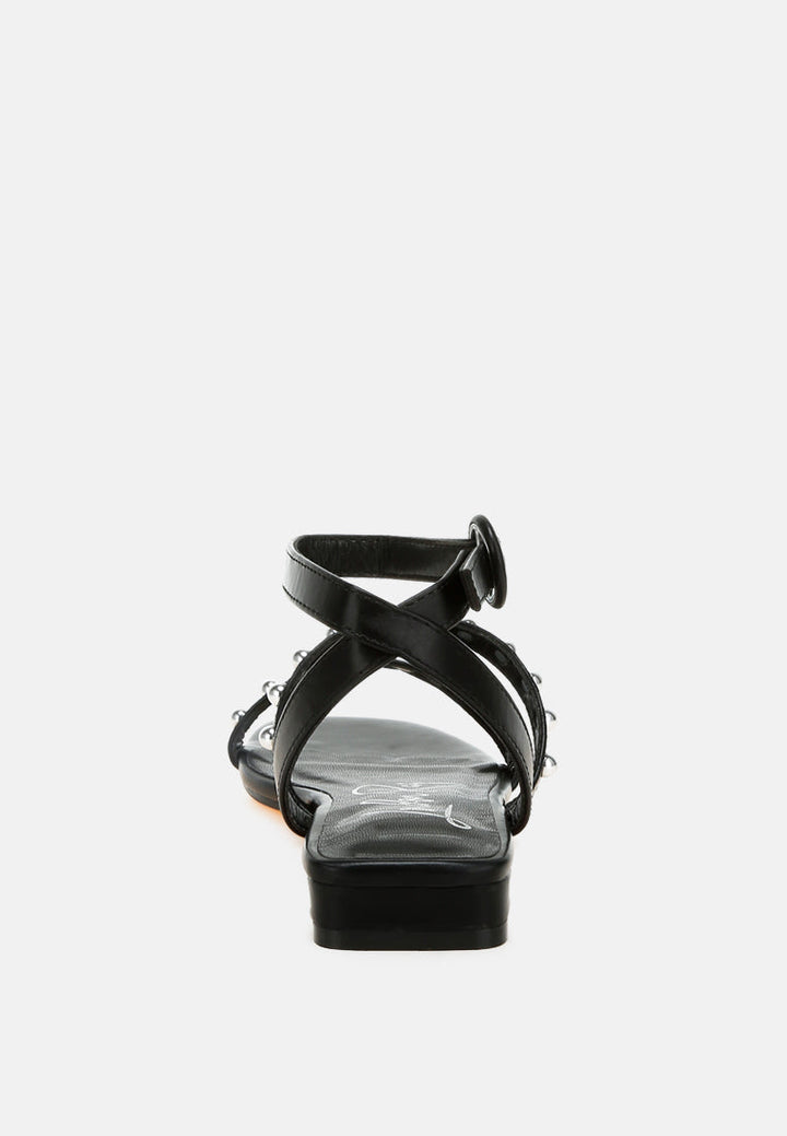 studded ankle strap flat sandals by ruw#color_black
