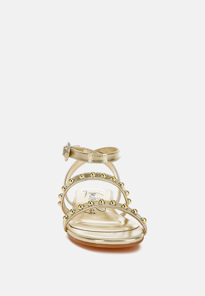 studded ankle strap flat sandals by ruw#color_gold