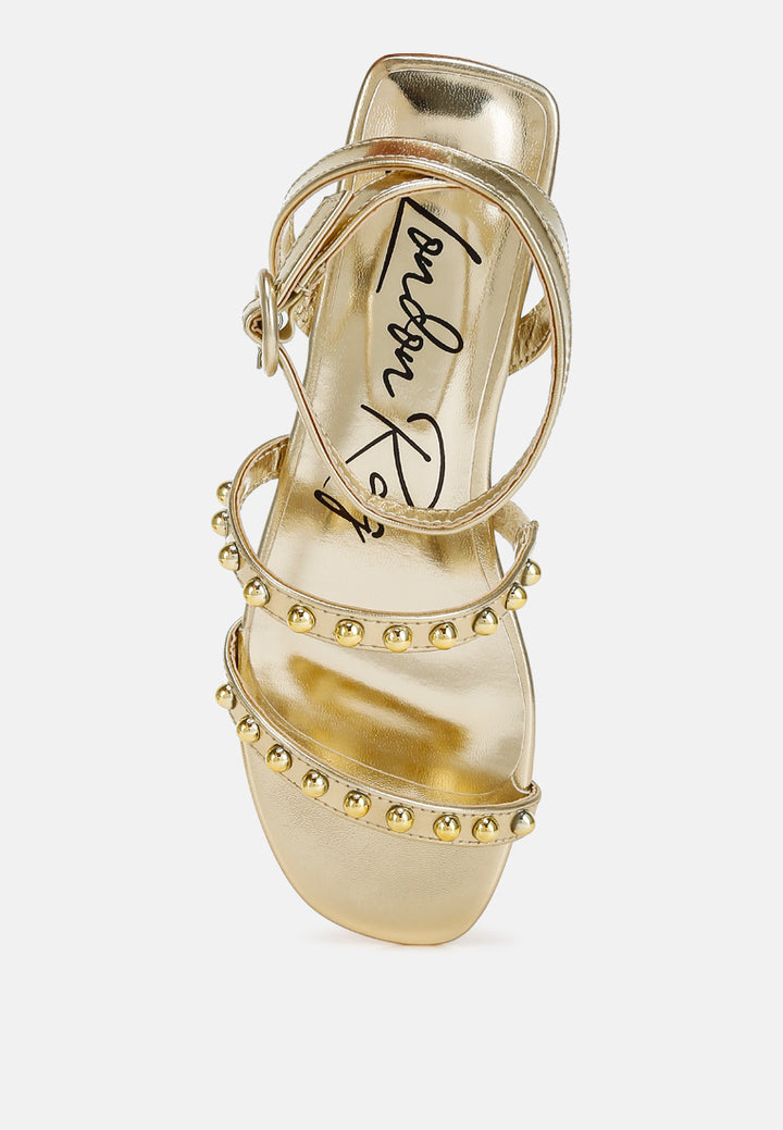studded ankle strap flat sandals by ruw#color_gold