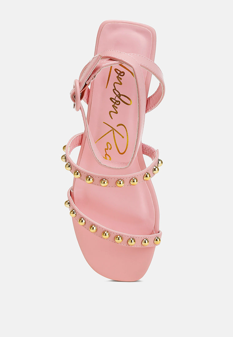 studded ankle strap flat sandals by ruw#color_pink
