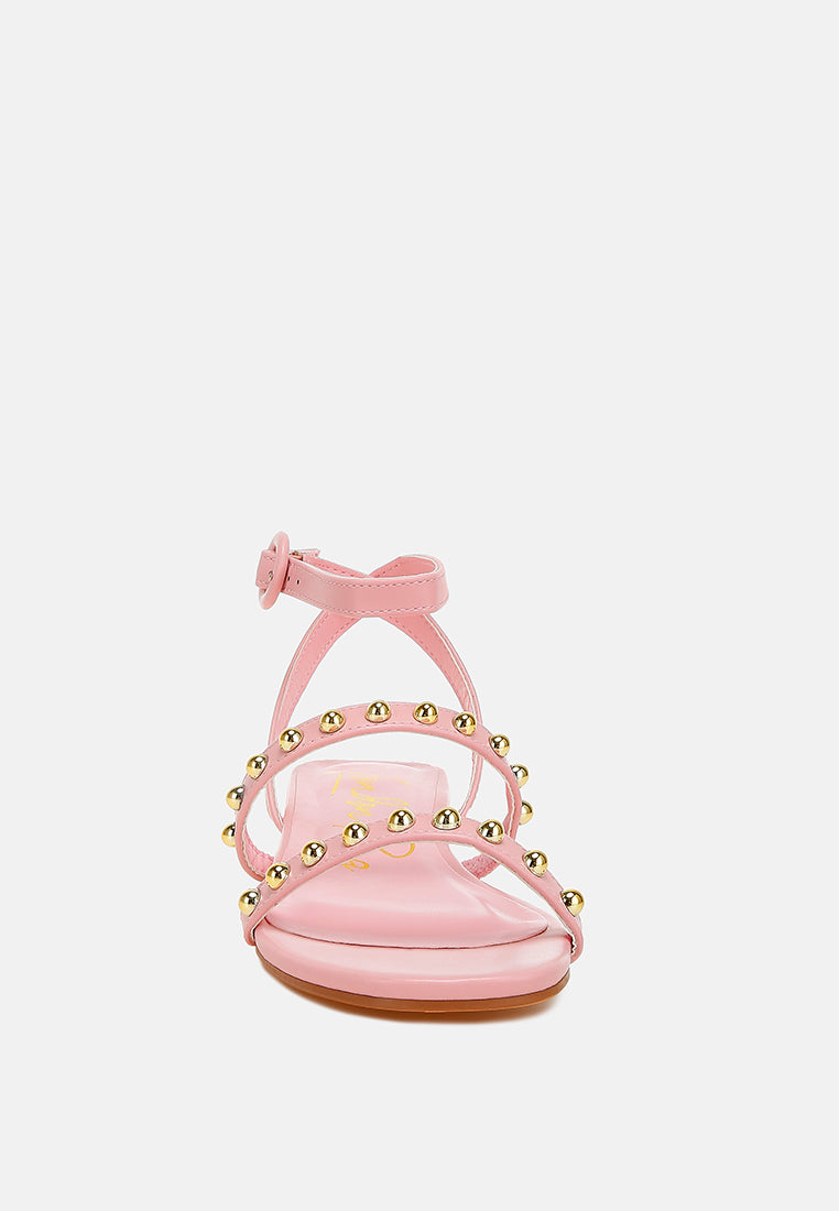 studded ankle strap flat sandals by ruw#color_pink