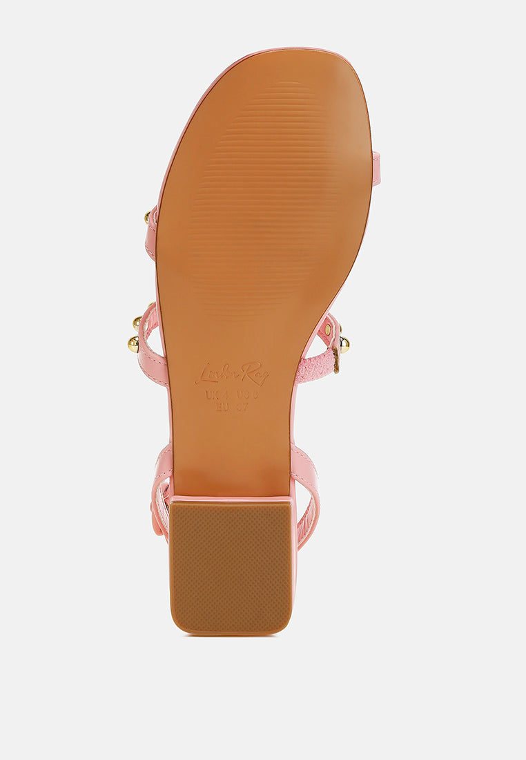 studded ankle strap flat sandals by ruw#color_pink